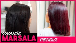 Tinta de Cabelo Marsala Passo a Passo Forever Liss [upl. by Nalym]