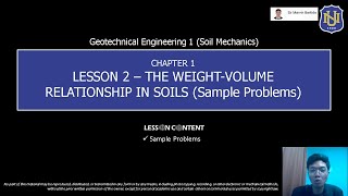 Geotechnical Engg 1 Soil Mechanics  The WeightVolume Relationship in Soils Sample Problems [upl. by Hunt]