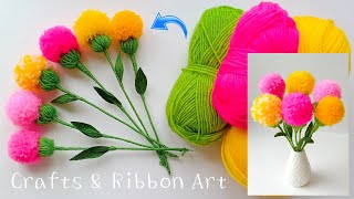 Amazing Craft Ideas with Wool  DIY Home Decor  Super Easy Woolen Flower Making [upl. by Nilyam355]