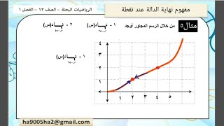 الصف12 الرياضيات البحتة الفصل1 الدرس1  مفهوم نهاية الدالة عند نقطة [upl. by Nnaear]