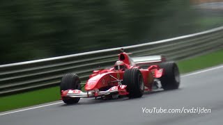 Ferrari F1 V8 amp V10  Close Call Fly Bys SUPER Sounds [upl. by Nybbor]