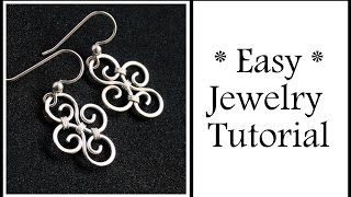 Easy Jewelry Tutorial Simple Swirl Earrings  Wire Wrapping for Beginners [upl. by Niki161]