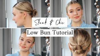 LOW BUN TUTORIAL  SLEEK amp EASY HAIRSTYLE [upl. by Dione]