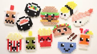 10 Easy Perler Bead DIY Food Keychains and Magnets [upl. by Elleivap]