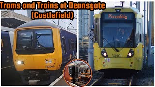 Trams and Trains at Deansgate Castlefield [upl. by Ecille]