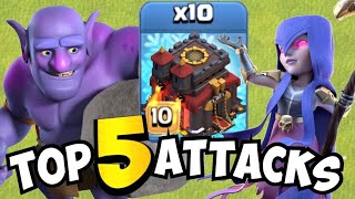 TOP 5 BEST TH10 ATTACK STRATEGIES FOR 2021 with AND without Siege Machines  Clash of Clans [upl. by Ecitsuj]