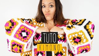 TUTO comment faire un gilet kimono au crochet granny facile [upl. by Aterg]