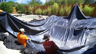 Koi Pond Construction  Pond Liner Installation  Part 25 [upl. by Eile]