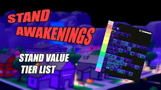 STANDS AWAKENING STAND VALUE TIER LIST [upl. by Balbinder]