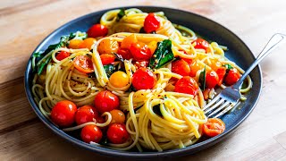 15 Minute Garlic Cherry Tomato Pasta [upl. by Enomed]