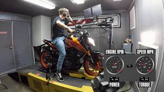 2020 KTM 200 Duke Dyno [upl. by Erdnoed432]