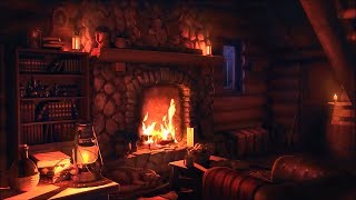 Wood Cabin Ambience  Heavy Blizzard Sounds for Sleep Relaxation amp Study with Fireplace Sounds [upl. by Egiap534]