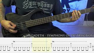 MEGADETH  Symphony of Destruction BASS COVER  TAB [upl. by Isabea]