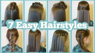 7 Quick And Easy Hairstyles For School [upl. by Yerffoj]