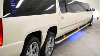 Escalade Limo LARGE EXOTIC 24 PASSENGER with DOUBLE AXLE VIP SECTION [upl. by Ashly]