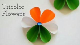 Easy Tricolor Paper Flowers  DIY Craft Ideas for Republic Day  Tricolor Craft Ideas with Paper [upl. by Fedora]