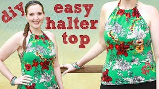 How to Make a Halter Top without a Pattern  Easy Sewing Projects for Beginners [upl. by Watters717]