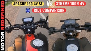 Finally TVS Apache 160 4V SE Vs Hero Xtreme 160R 4V Ride Comparison  Whos The Best [upl. by Ossie785]