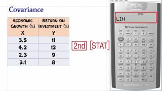 Covariance using the BA II PLUS Calculator [upl. by Cazzie803]