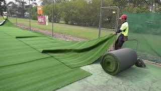 Laying Artificial Grass Tennis Court at Blackbutt [upl. by Jonati]