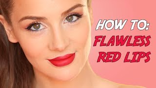 Red Lipstick Tutorial  how to apply red lipstick flawlessly  perfect red lips  PEACHY [upl. by Yanal]