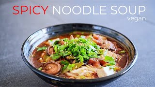 Vegan Spicy Noodle Soup Recipe  EASY Dinner Meal Idea [upl. by Quartas]