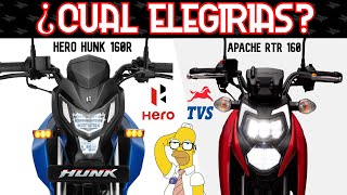 🚨 HERO HUNK 160R VS APACHE RTR 160 4v  una COMPARATIVA pesada  CUAL COMPRARIAS TU [upl. by Seuqramed984]