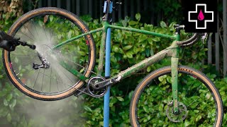 How to use MucOff Bio Drivetrain Cleaner on a muddy gravel bike [upl. by Shepley909]