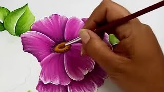 Pintura Textil Pintura En Tela  Como Pintar Flores Fácil [upl. by Manda]