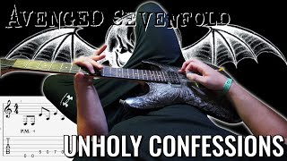 Avenged Sevenfold  Unholy Confessions FULL Guitar Lesson  Cover  PoVTab [upl. by Ocihc]