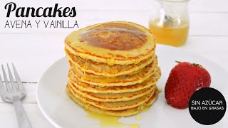 DESAYUNOS SALUDABLES PANCAKES AVENA  mi secreto para pancakes esponjosos en 15 min [upl. by Edgell]