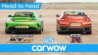 MercedesAMG GT R vs Nissan GTR DRAG RACE ROLLING RACE amp BRAKE TEST  HeadtoHead [upl. by Avruch]