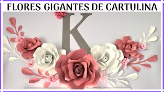 FLORES GRANDES DE CARTULINA Para Decorar  FÁCILES DE HACER [upl. by Lindblad]