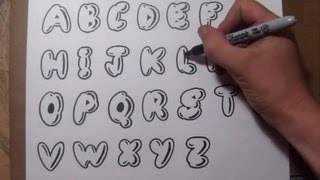 How To Draw Bubble Letters  Easy Graffiti Style Lettering [upl. by La Verne]