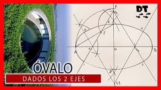 Construir un ÓVALO dado sus DOS ejes 💪  ÓVALO dados los DOS ejes  Dibujo técnico paso a paso [upl. by Viens]