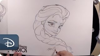 HowTo Draw Elsa From Frozen  Disneys Hollywood Studios [upl. by Scrope971]