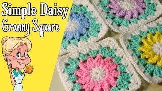 Simple Daisy Granny Square  Crochet Tutorial  FREE PATTERN [upl. by Nolitta]