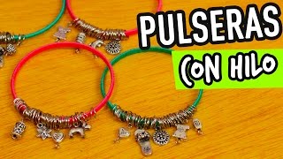 Cómo hacer Pulseras de Hilo Fáciles  con Dijes  Pulseras de Moda DIY  Catwalk [upl. by Merralee]