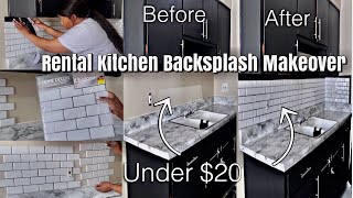 DIY Rental Kitchen MAKEOVER Removable BacksplashAffordable Kitchen TransformationRenter Friendly [upl. by Anetta]