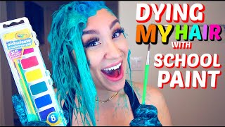 DYING MY HAIR WITH WATER COLOR PAINTS DIY HAIR DYE [upl. by Aiva]