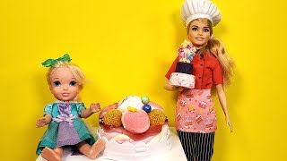 CAKE baking  Elsa and Anna  Barbie  cake shop [upl. by Rogozen]