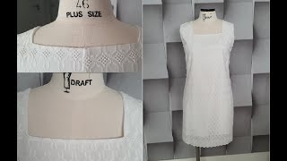 Diy  Corte e costura de vestido decote quadrado forrado  aula 322 [upl. by Maitland]