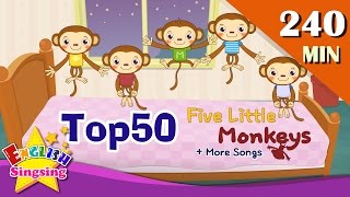 Five Little Monkeys  More Nursery Rhymes  Top 50 Kids songs with lyrics  English kids video [upl. by Adnolor714]