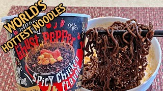 Noodle Review WORLDquotS SPICIEST Noodles Daebak Ghost Pepper Instant Ramen  The Noodle Life [upl. by Elpmid]