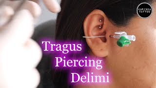 Tragus Piercing Delimi  Karınca Tattoo  How To Make Tragus Piercing [upl. by Odama]