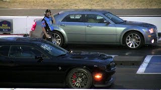 Chrysler SRT8 vs Hellcat  drag race 14 mile [upl. by Alyahsat]