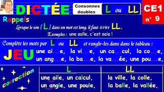 Dictée autonome CE1  Consonne double l ou ll  9 [upl. by Nauquf667]