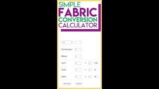 Use this fabric conversion calculator to easily convert between inches feet yards and centimeters [upl. by Cathrine994]