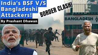 Sudden Clash at India Bangladesh Border  Indias BSF vs Bangladeshi Attackers [upl. by Arrimat]