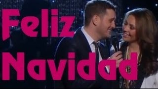 Michael Bublé amp Thalía  Feliz Navidad lyrics [upl. by Hochman]